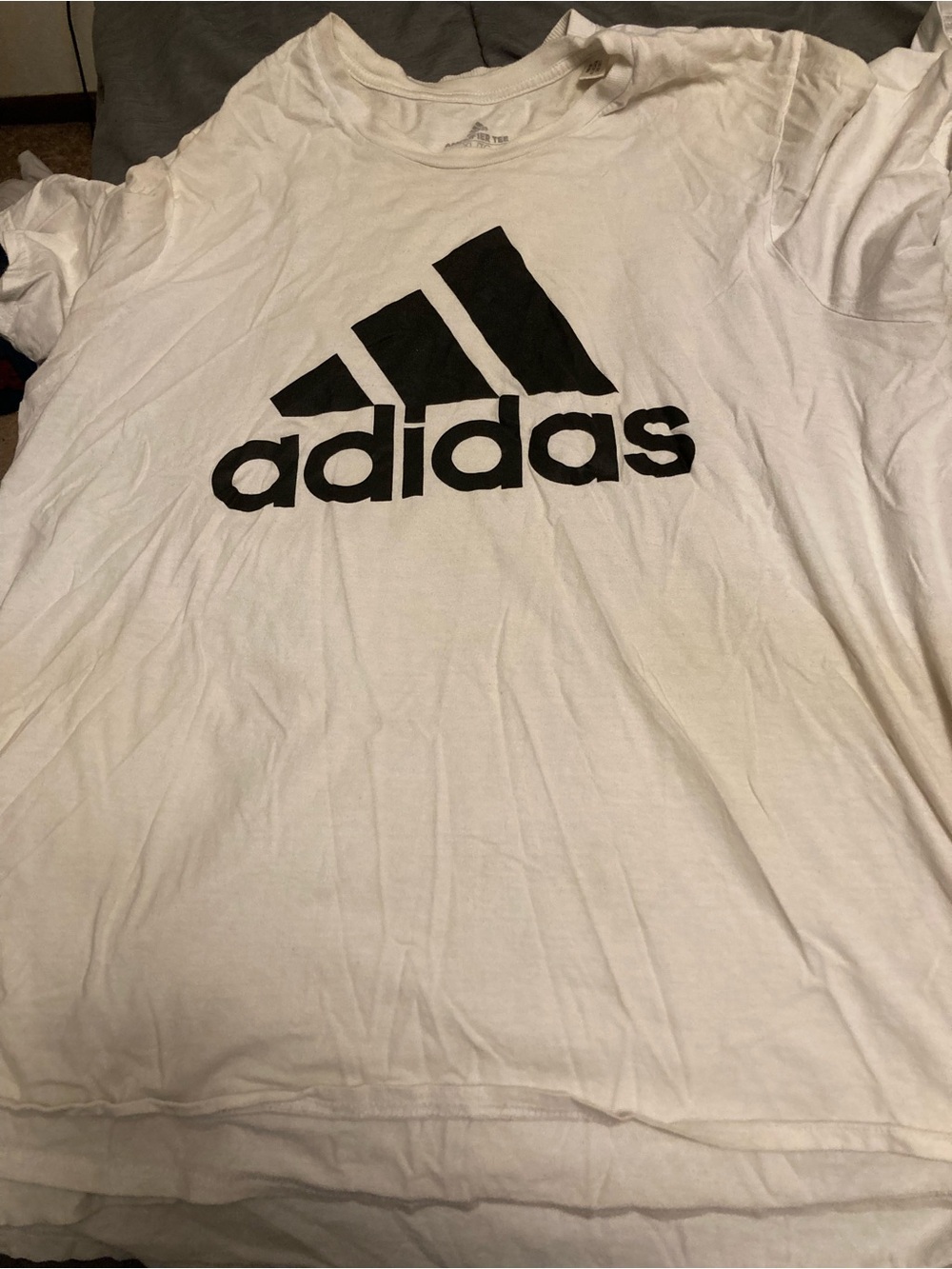 adidas White Short Sleeve Tee with Black Logo